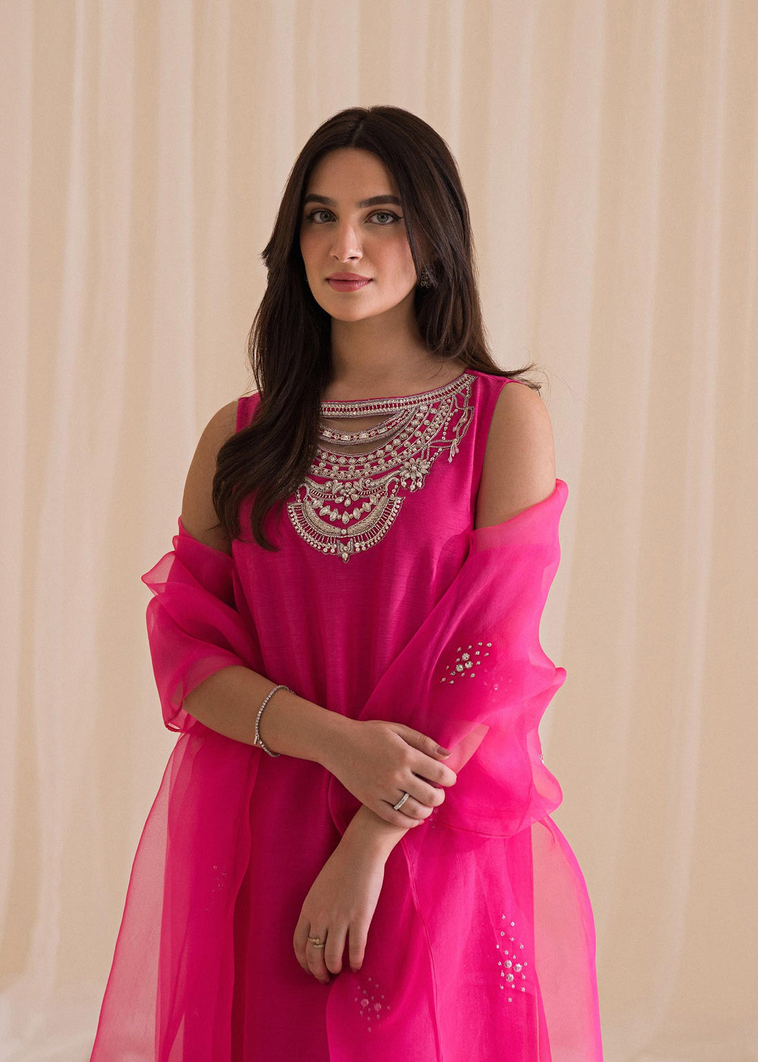 Sadaf Fawad Khan | Lyla Festive Pret | Vantine Fuchsia by Designer Sadaf Fawad Khan - House of Maryam - Pakistani Designer Ethnic Wear in {{ shop.shopifyCountryName }}