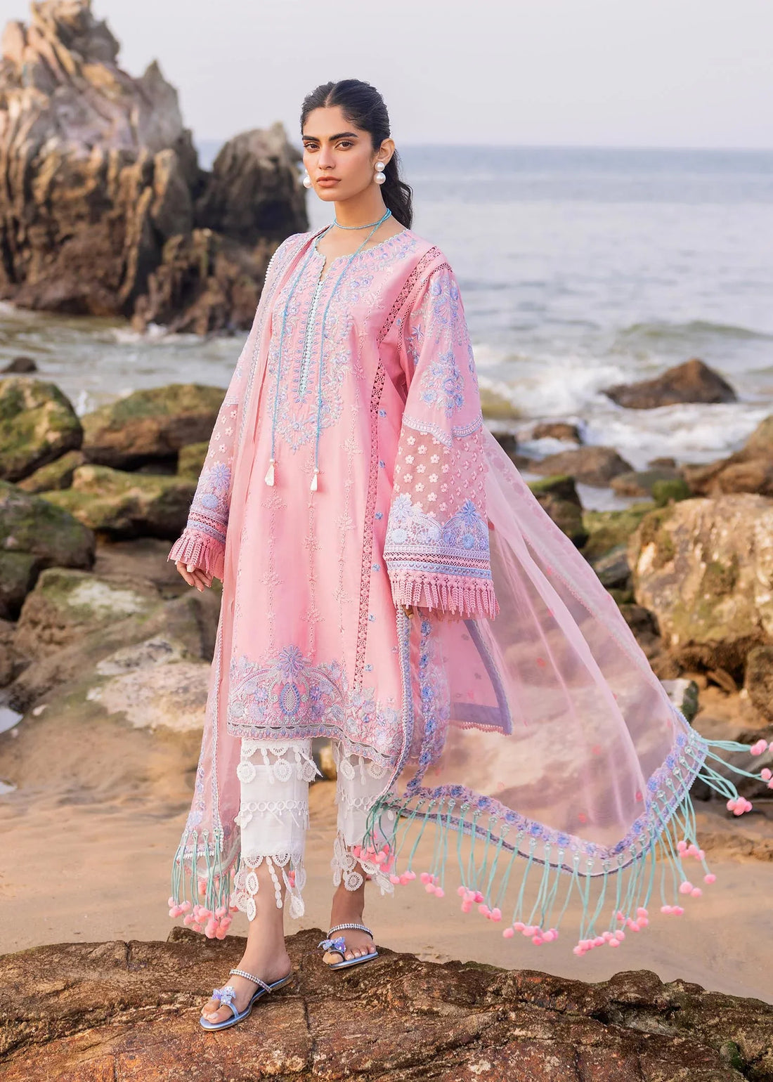 Sadaf Fawad Khan | Siraa Luxury Lawn 24| Amira (B) by Designer Sadaf Fawad Khan - House of Maryam - Pakistani Designer Ethnic Wear in {{ shop.shopifyCountryName }}