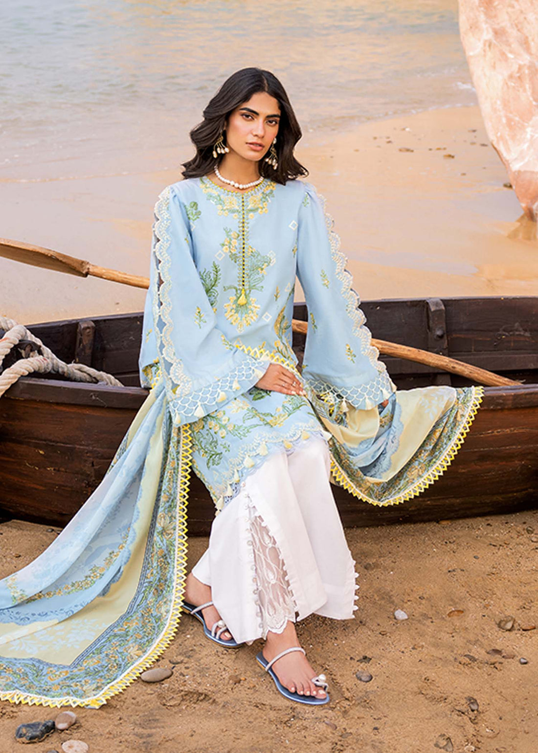 Sadaf Fawad Khan | Siraa Luxury Lawn 24| Amani (B) by Designer Sadaf Fawad Khan - House of Maryam - Pakistani Designer Ethnic Wear in {{ shop.shopifyCountryName }}