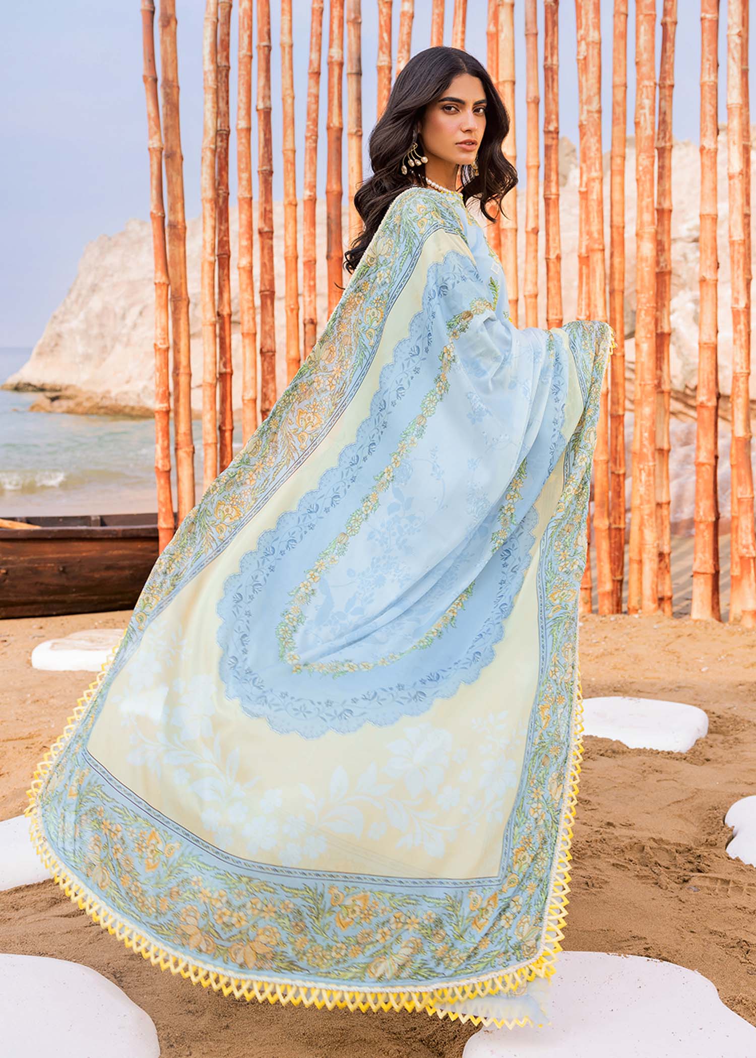 Sadaf Fawad Khan | Siraa Luxury Lawn 24| Amani (B) by Designer Sadaf Fawad Khan - House of Maryam - Pakistani Designer Ethnic Wear in {{ shop.shopifyCountryName }}