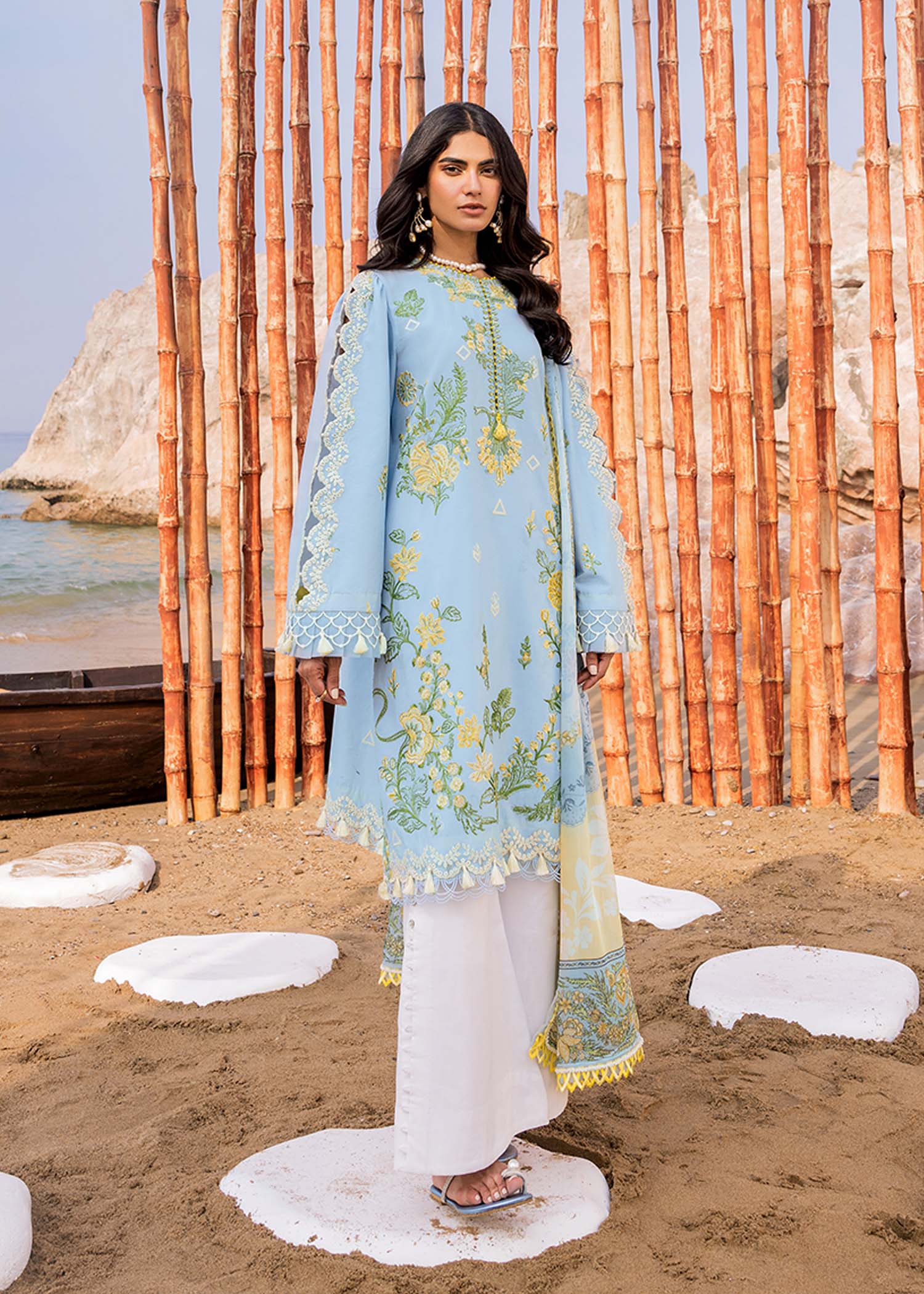 Sadaf Fawad Khan | Siraa Luxury Lawn 24| Amani (B) by Designer Sadaf Fawad Khan - House of Maryam - Pakistani Designer Ethnic Wear in {{ shop.shopifyCountryName }}