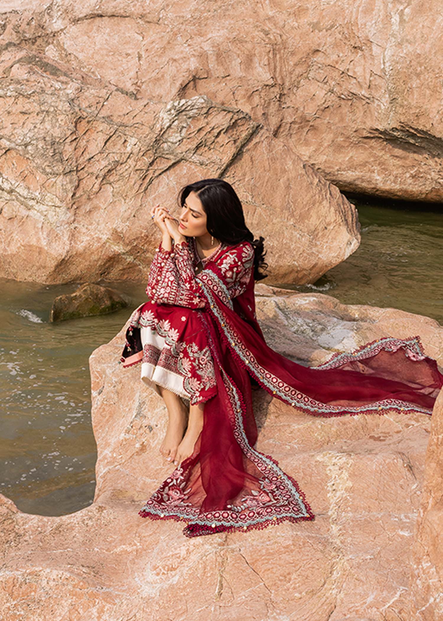 Sadaf Fawad Khan | Siraa Luxury Lawn 24| Calah (A) -  Sadaf Fawad Khan Luxury -  House of Maryam