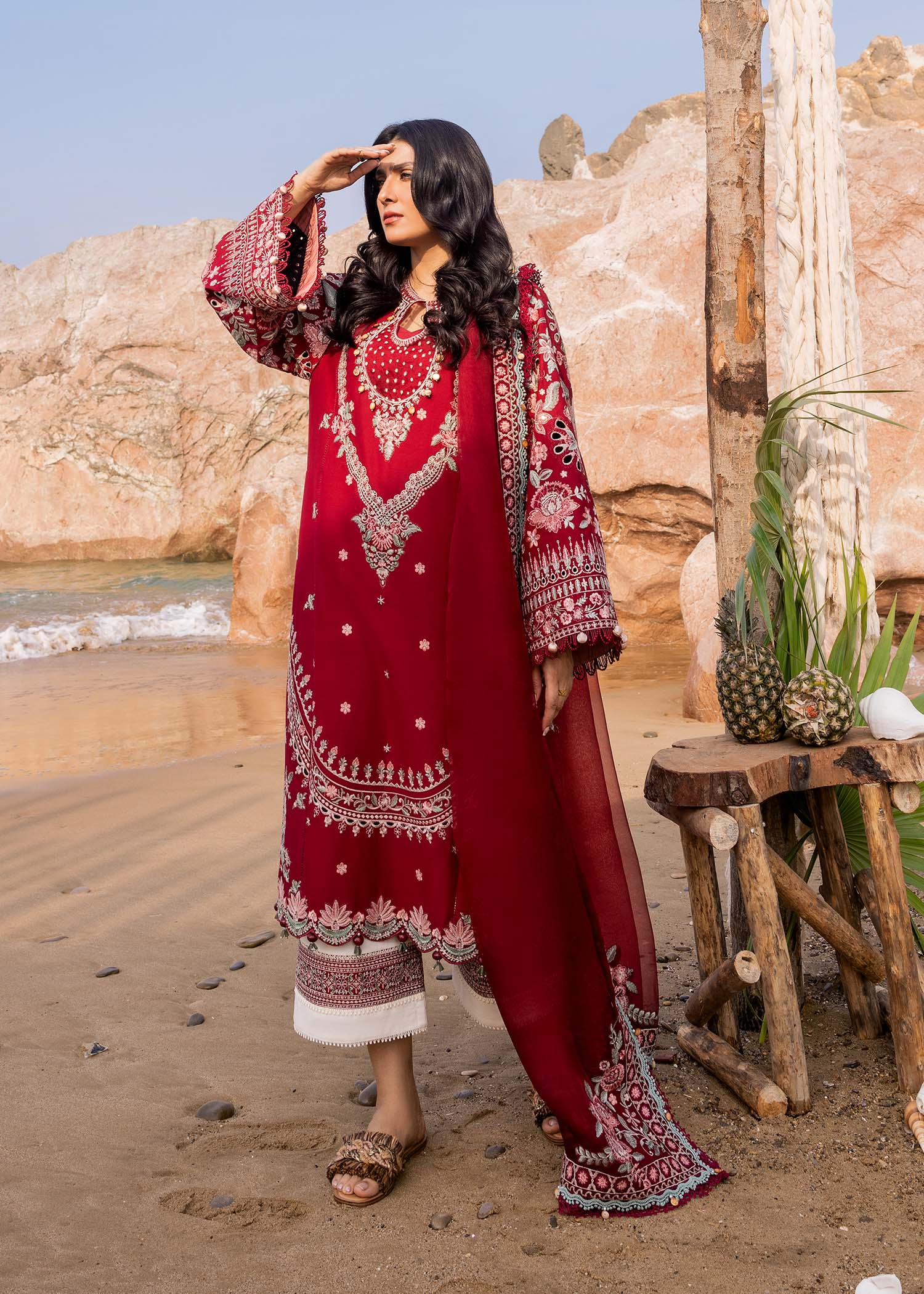 Sadaf Fawad Khan | Siraa Luxury Lawn 24| Calah (A) -  Sadaf Fawad Khan Luxury -  House of Maryam