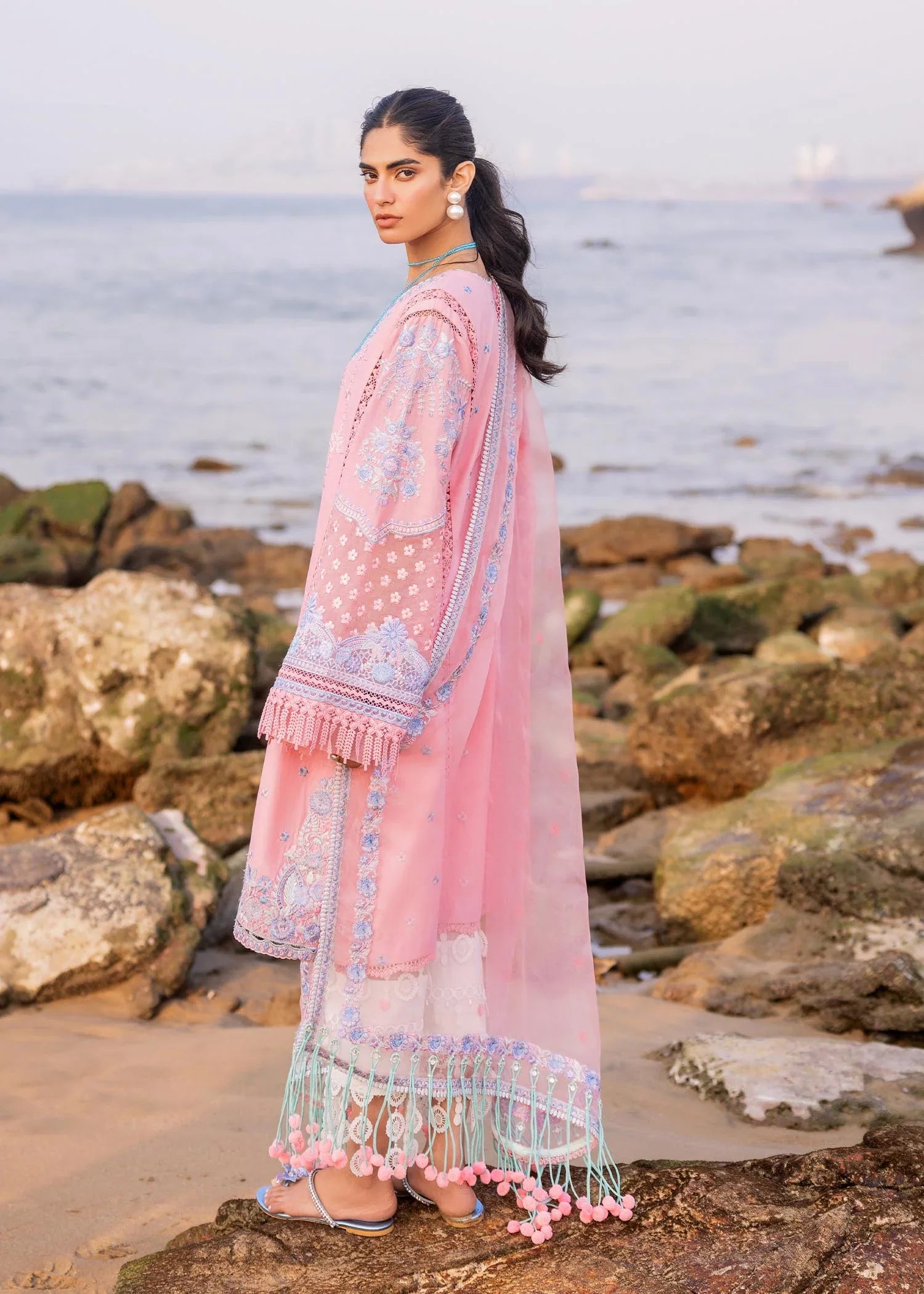 Sadaf Fawad Khan | Siraa Luxury Lawn 24| Amira (B) by Designer Sadaf Fawad Khan - House of Maryam - Pakistani Designer Ethnic Wear in {{ shop.shopifyCountryName }}