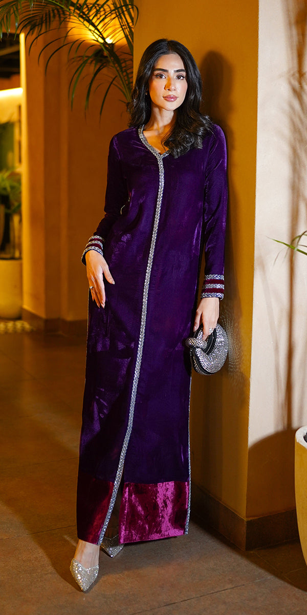 Erum Khan | Velvet Wisper | Plum Royale -  Erum Khan Ladies Clothes - Original Designer Dress - House of Maryam