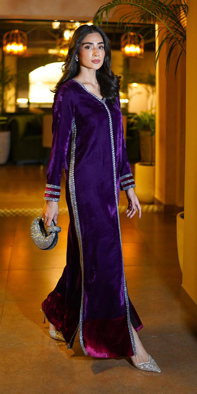 Erum Khan | Velvet Wisper | Plum Royale -  Erum Khan Ladies Clothes - Original Designer Dress - House of Maryam