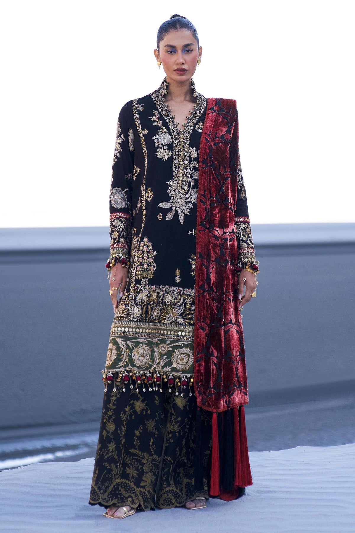Sana Safinaz | Winter Shawl 24 | S241-001A-3CP -  Sana Safinaz Ladies Clothes - Original Designer Dress - House of Maryam
