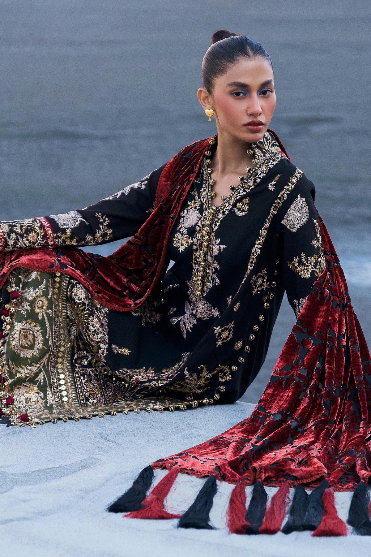 Sana Safinaz | Winter Shawl 24 | S241-001A-3CP -  Sana Safinaz Ladies Clothes - Original Designer Dress - House of Maryam