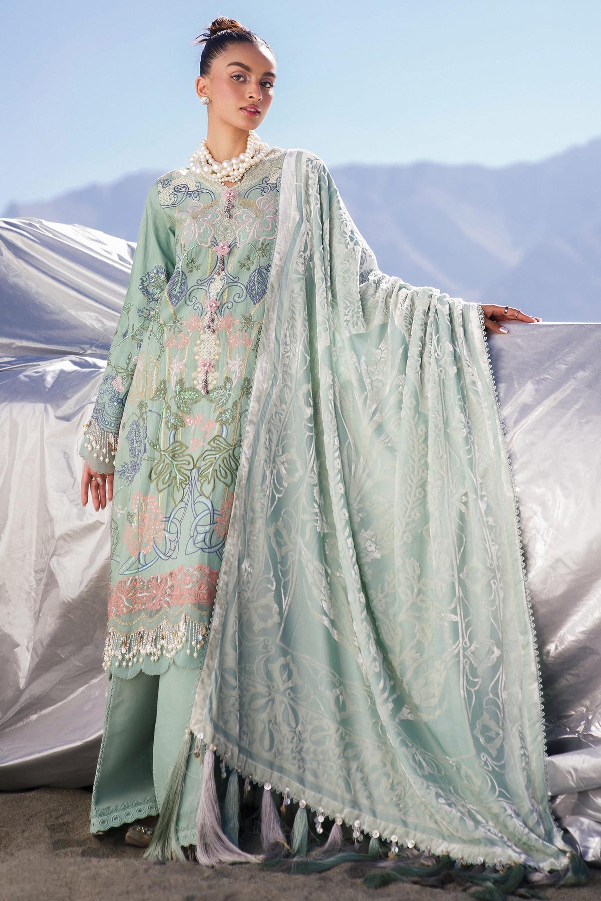 Sana Safinaz | Winter Shawl 24 | S241-005A-3CP -  Sana Safinaz Ladies Clothes - Original Designer Dress - House of Maryam