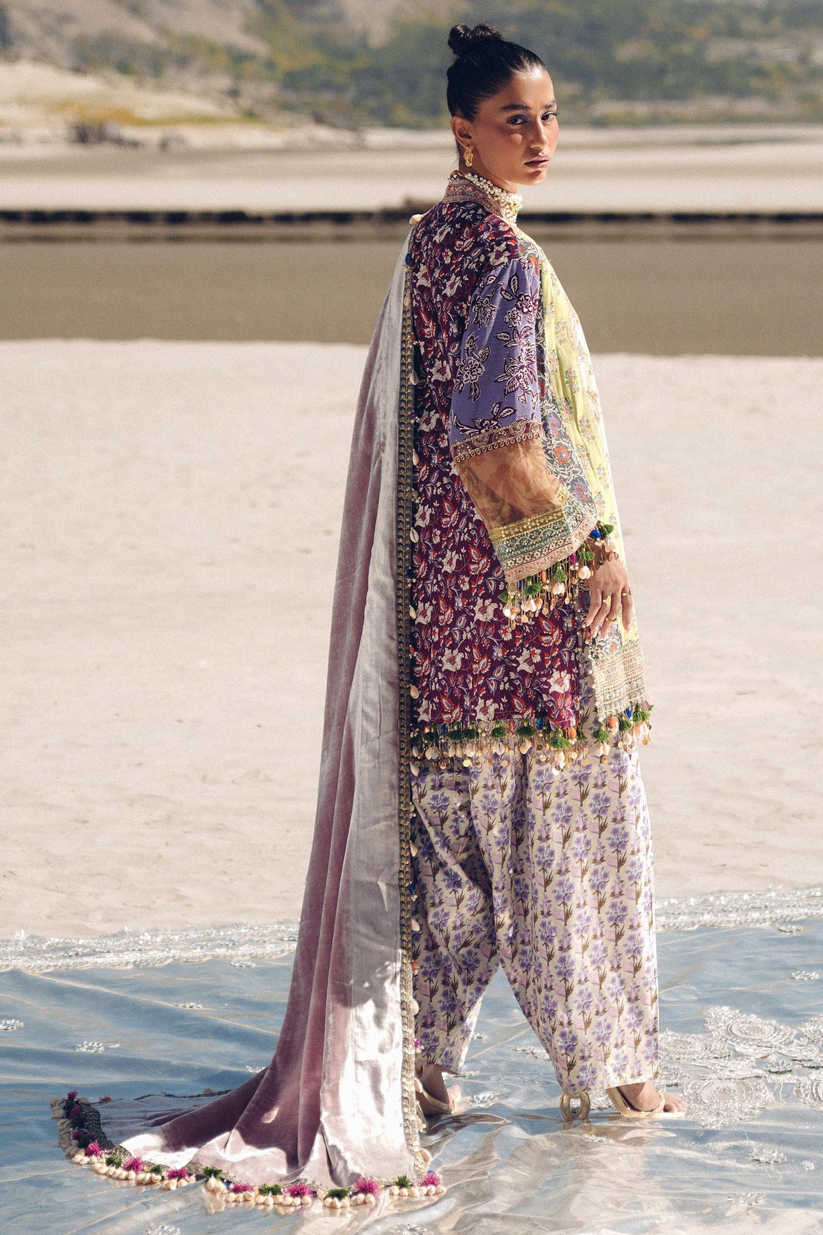 Sana Safinaz | Winter Shawl 24 | Velvet S241-006B-3CP -  Sana Safinaz Ladies Clothes - Original Designer Dress - House of Maryam