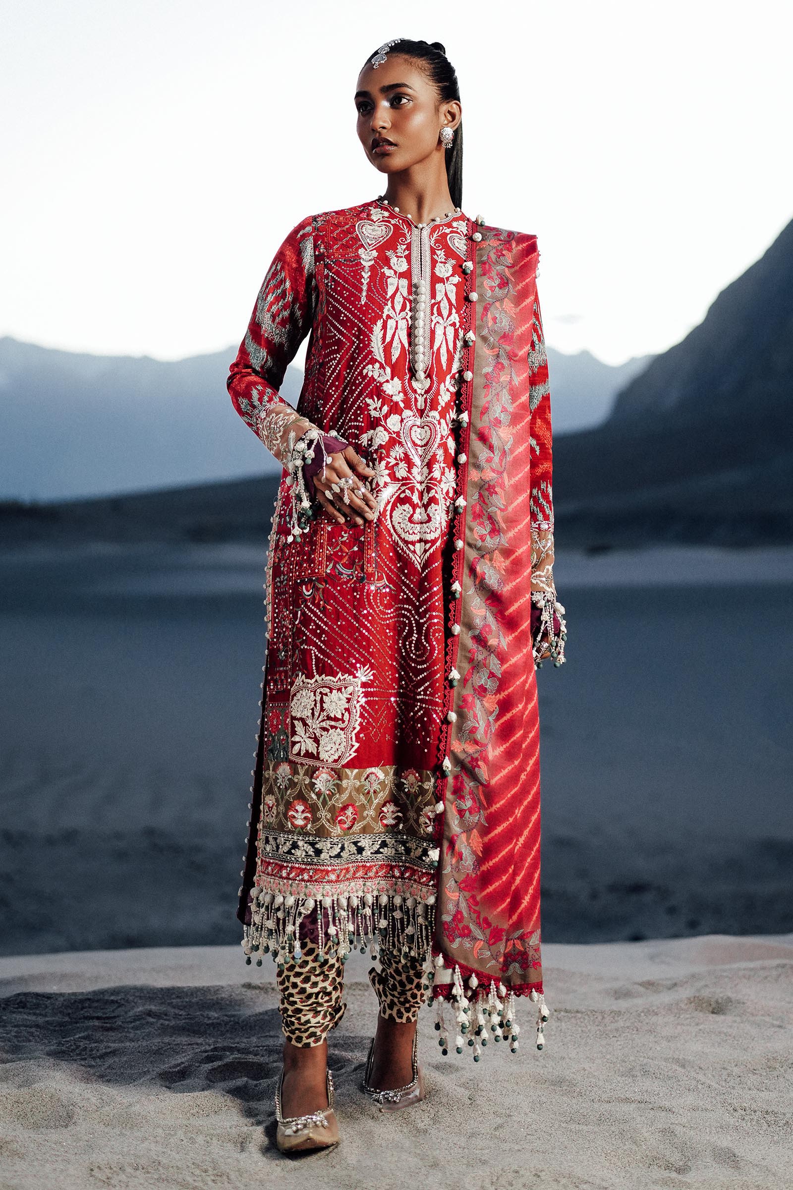 Sana Safinaz | Winter Shawl 24 | S241-007A-3CP by Designer Sana Safinaz - House of Maryam - Pakistani Designer Ethnic Wear in {{ shop.shopifyCountryName }}