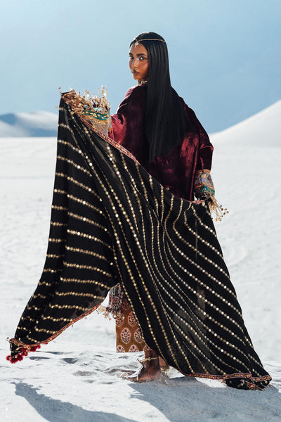Sana Safinaz | Winter Shawl 24 | Velvet V241-002-3CP -  Sana Safinaz Ladies Clothes - Original Designer Dress - House of Maryam