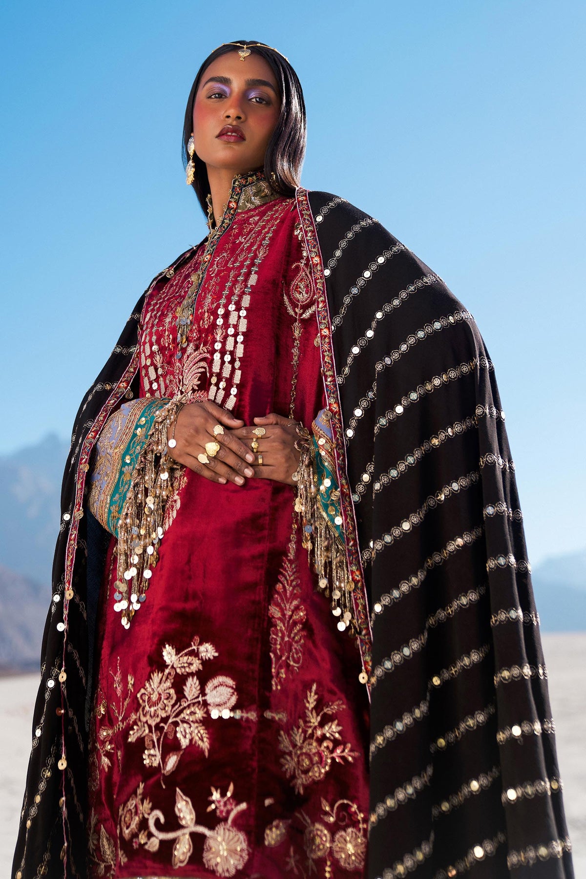 Sana Safinaz | Winter Shawl 24 | Velvet V241-002-3CP -  Sana Safinaz Ladies Clothes - Original Designer Dress - House of Maryam