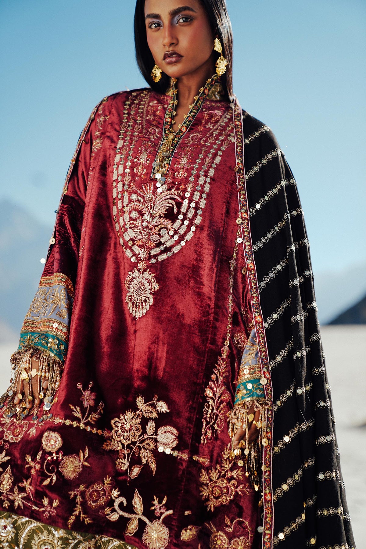 Sana Safinaz | Winter Shawl 24 | Velvet V241-002-3CP -  Sana Safinaz Ladies Clothes - Original Designer Dress - House of Maryam