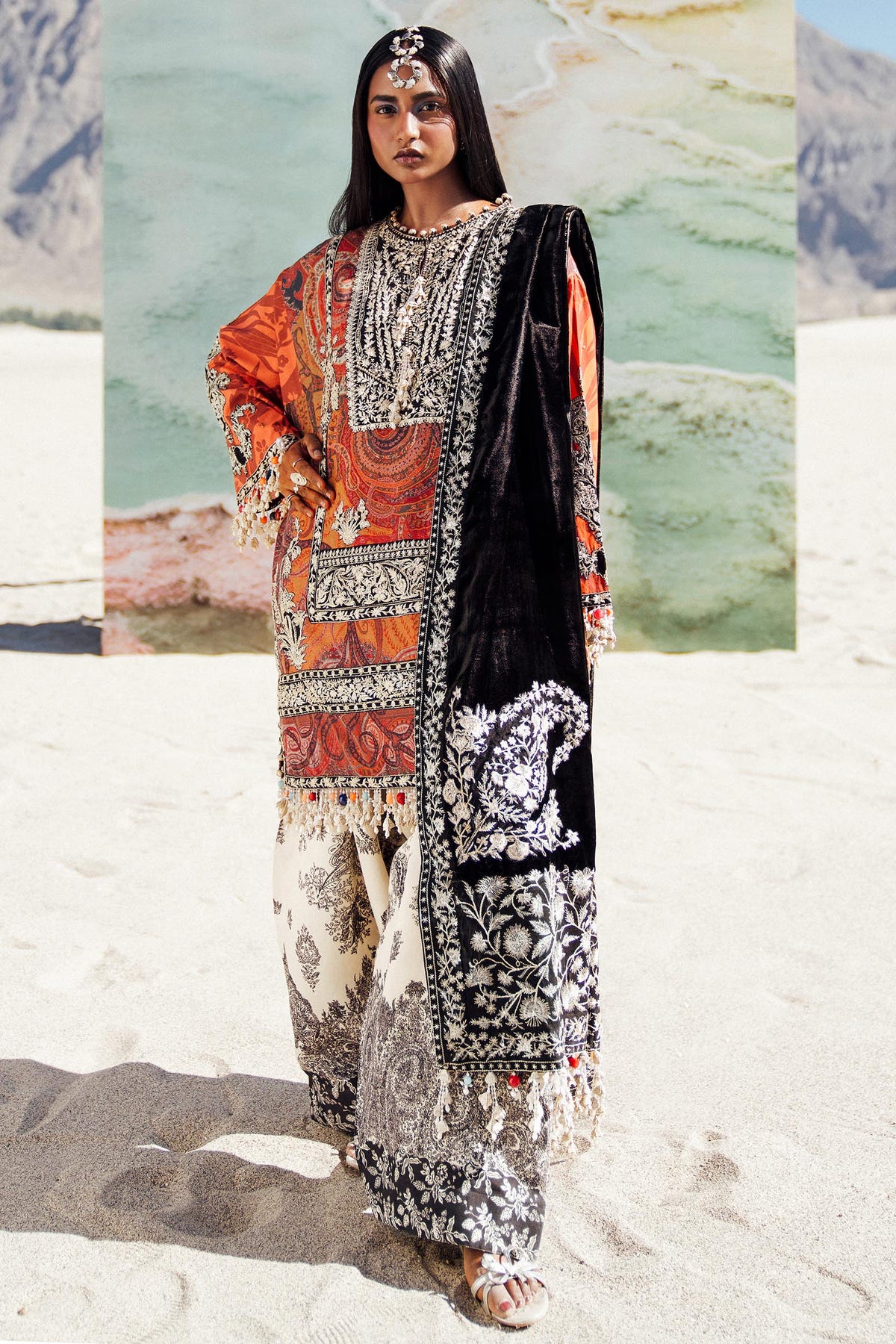 Sana Safinaz | Winter Shawl 24 | V241-007-3CP -  Sana Safinaz Ladies Clothes - Original Designer Dress - House of Maryam