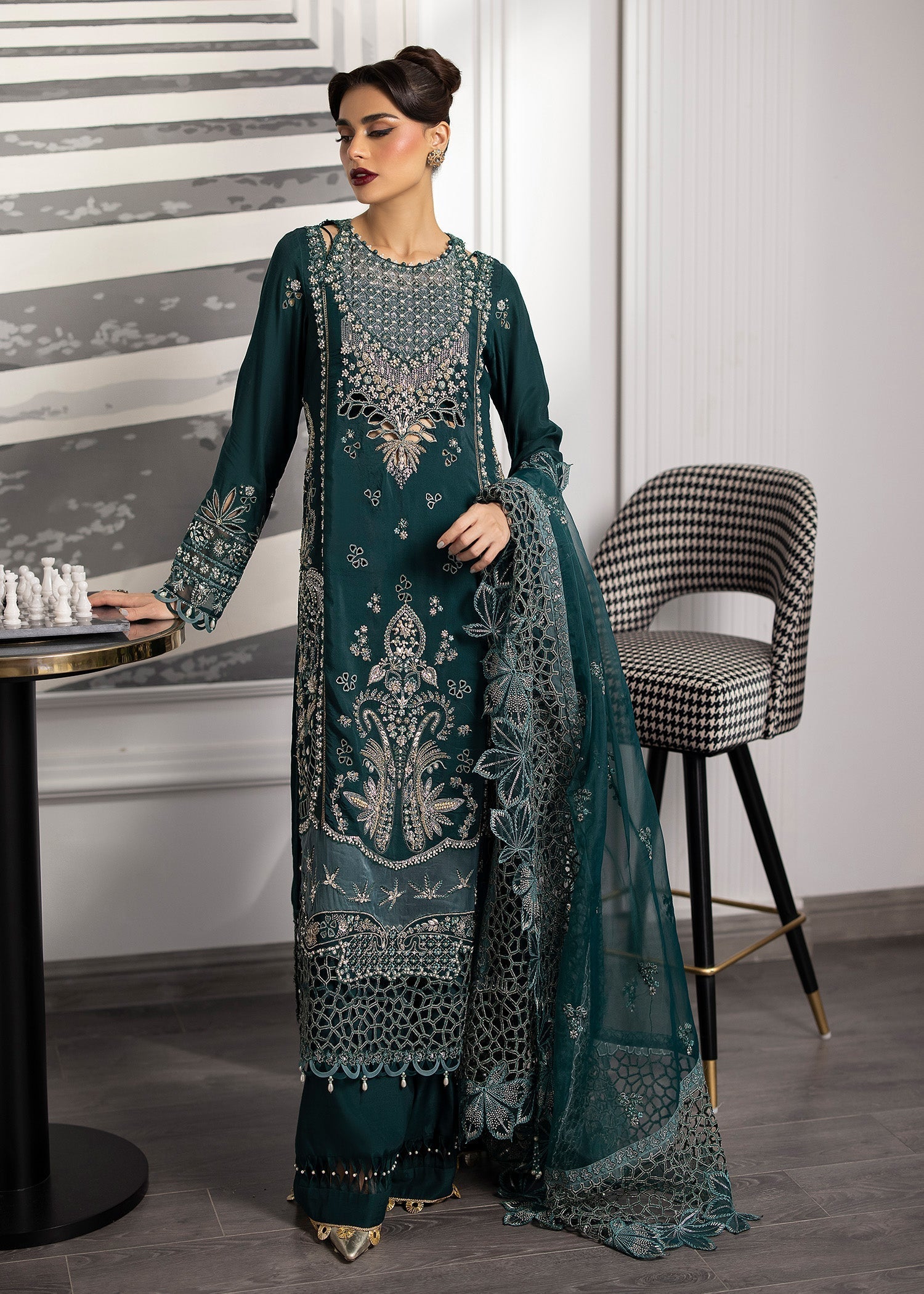 Sardinia | La More 24 | Emerald Night by Designer Sardinia - House of Maryam - Pakistani Designer Ethnic Wear in {{ shop.shopifyCountryName }}