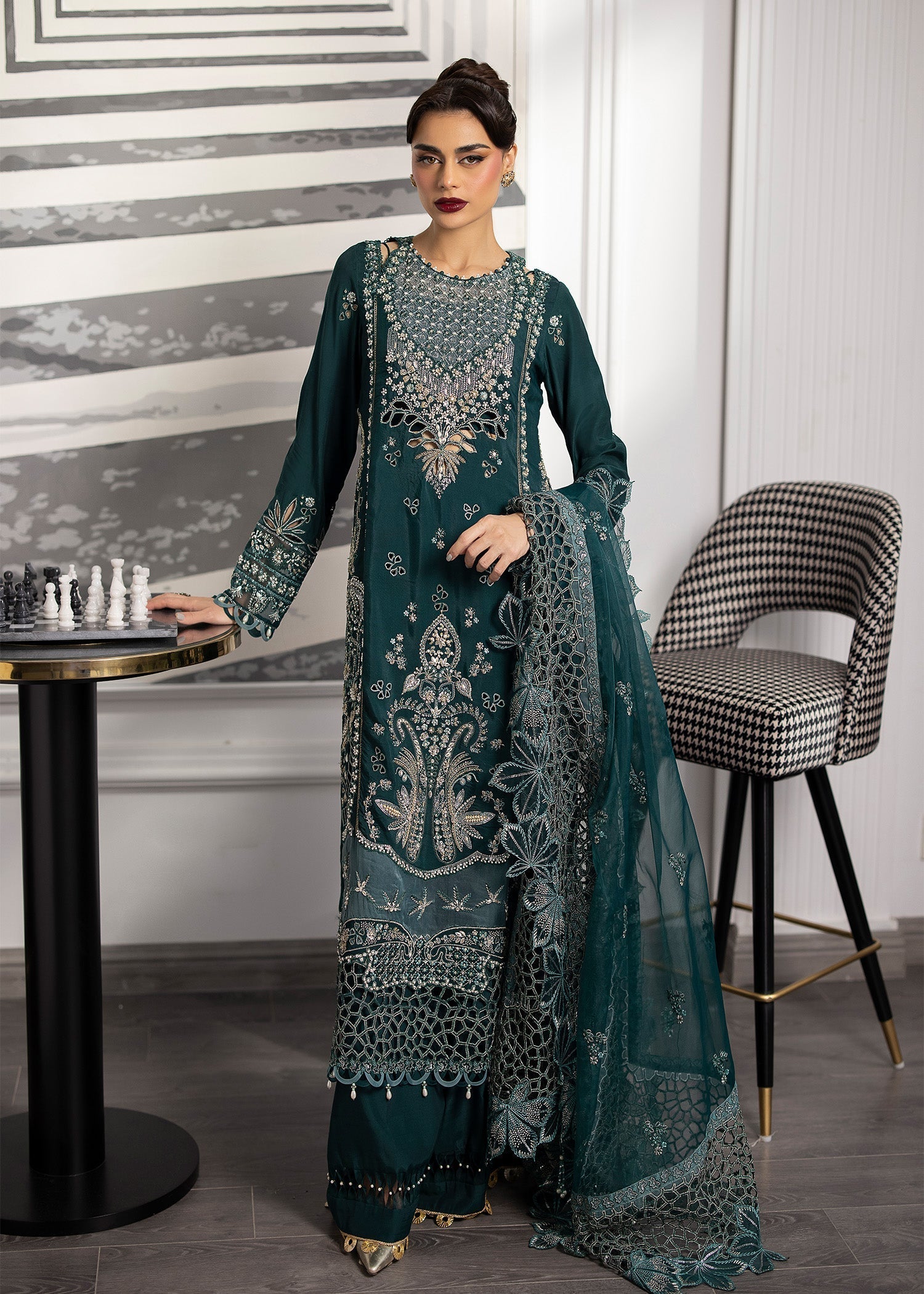 Sardinia | La More 24 | Emerald Night by Designer Sardinia - House of Maryam - Pakistani Designer Ethnic Wear in {{ shop.shopifyCountryName }}