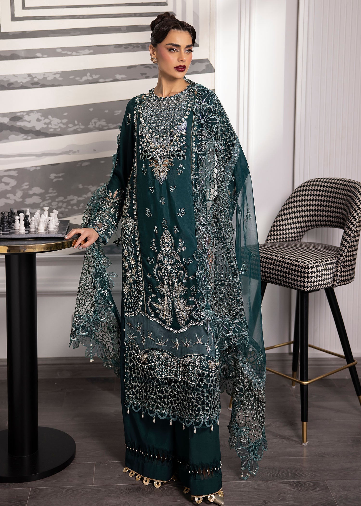 Sardinia | La More 24 | Emerald Night by Designer Sardinia - House of Maryam - Pakistani Designer Ethnic Wear in {{ shop.shopifyCountryName }}