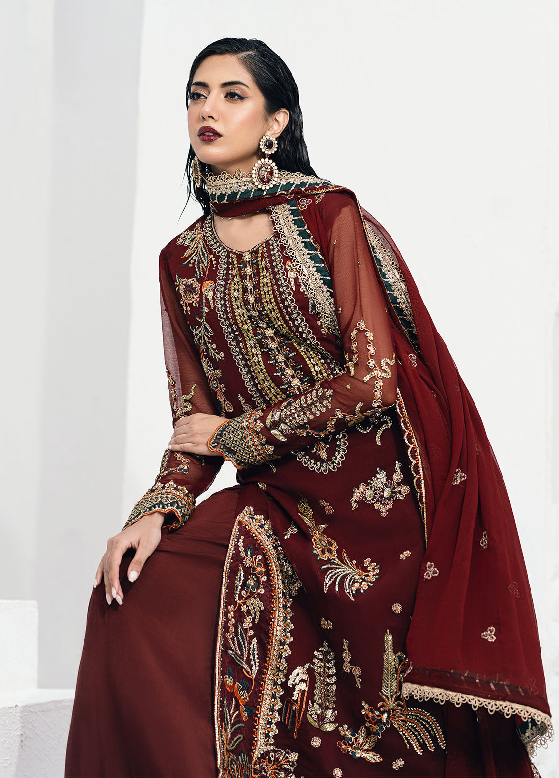 Sahane | Savoir Luxury Formals | CT-140002 Rouge - Savoir by Designer Sahane - House of Maryam - Pakistani Designer Ethnic Wear in {{ shop.shopifyCountryName }}