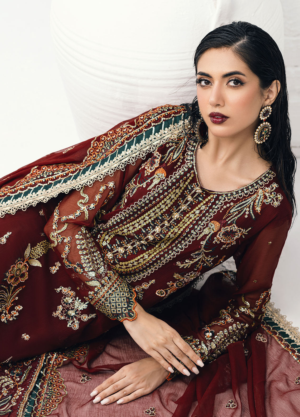 Sahane | Savoir Luxury Formals | CT-140002 Rouge - Savoir by Designer Sahane - House of Maryam - Pakistani Designer Ethnic Wear in {{ shop.shopifyCountryName }}