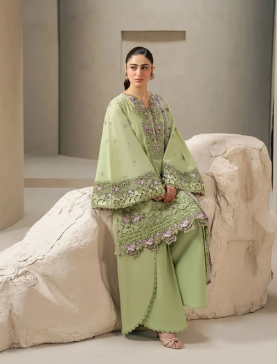 Elaf Premium | E Craft Chikankari 26 | EHC-6A BASIL