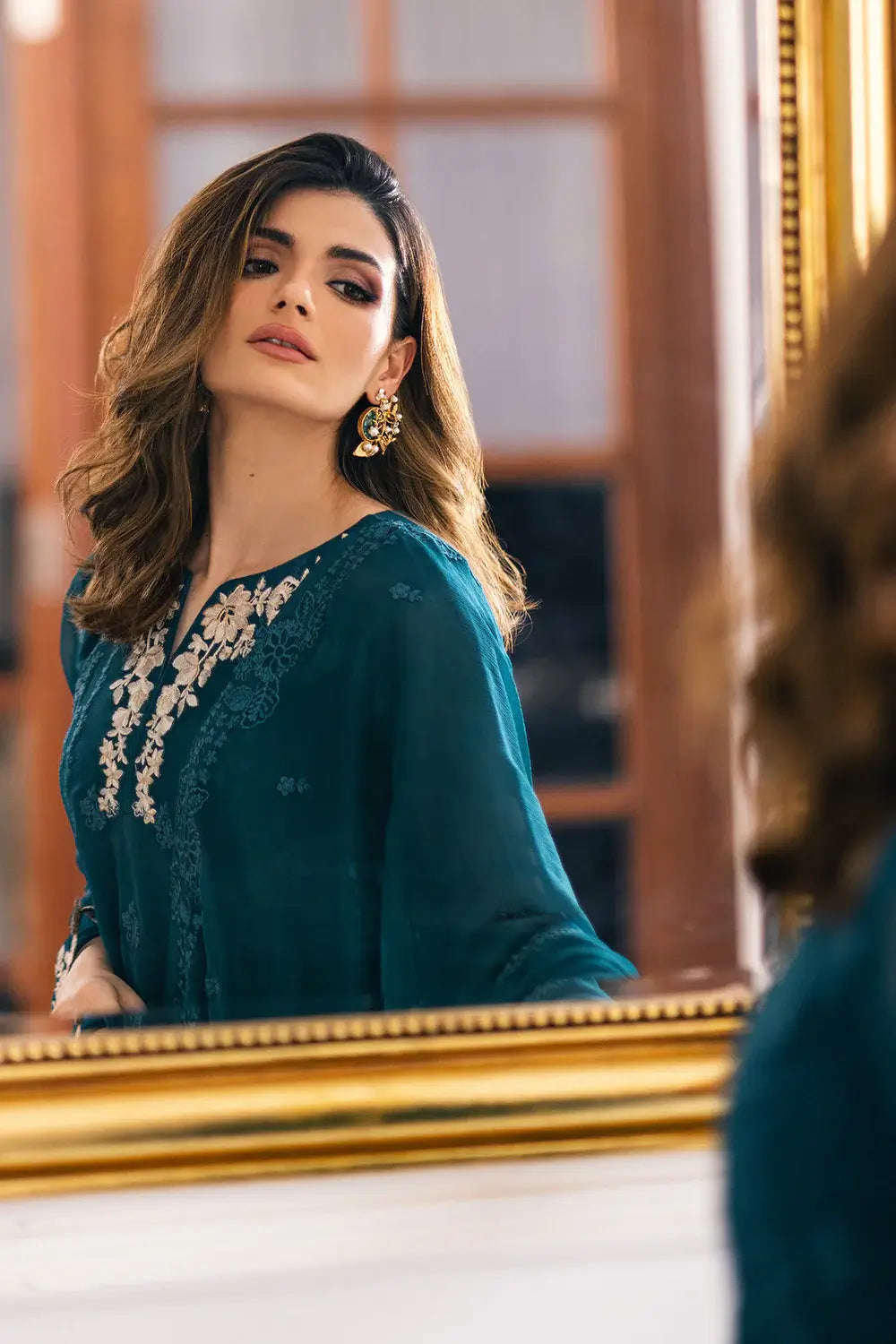 Azure | Embroidered Ensembles 23 | Seaweed -  Azure Formal - Original Designer Dress - House of Maryam