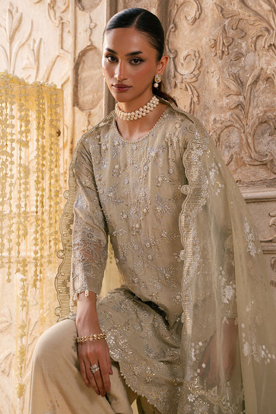 Cross Stitch | Wedding Pret | Silver Mist-3PC Silk Embroidered Pret