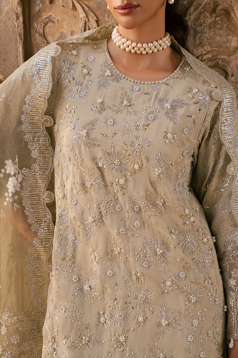 Cross Stitch | Wedding Pret | Silver Mist-3PC Silk Embroidered Pret-5