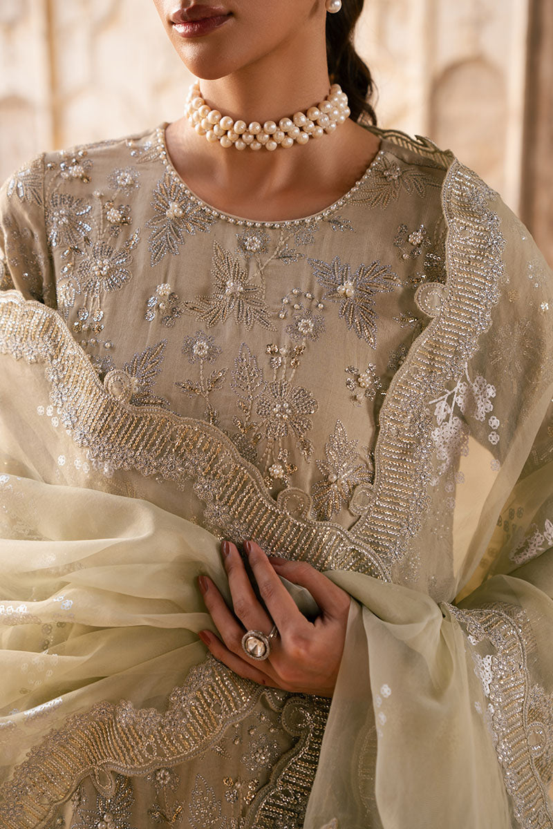 Cross Stitch | Wedding Pret | Silver Mist-3PC Silk Embroidered Pret