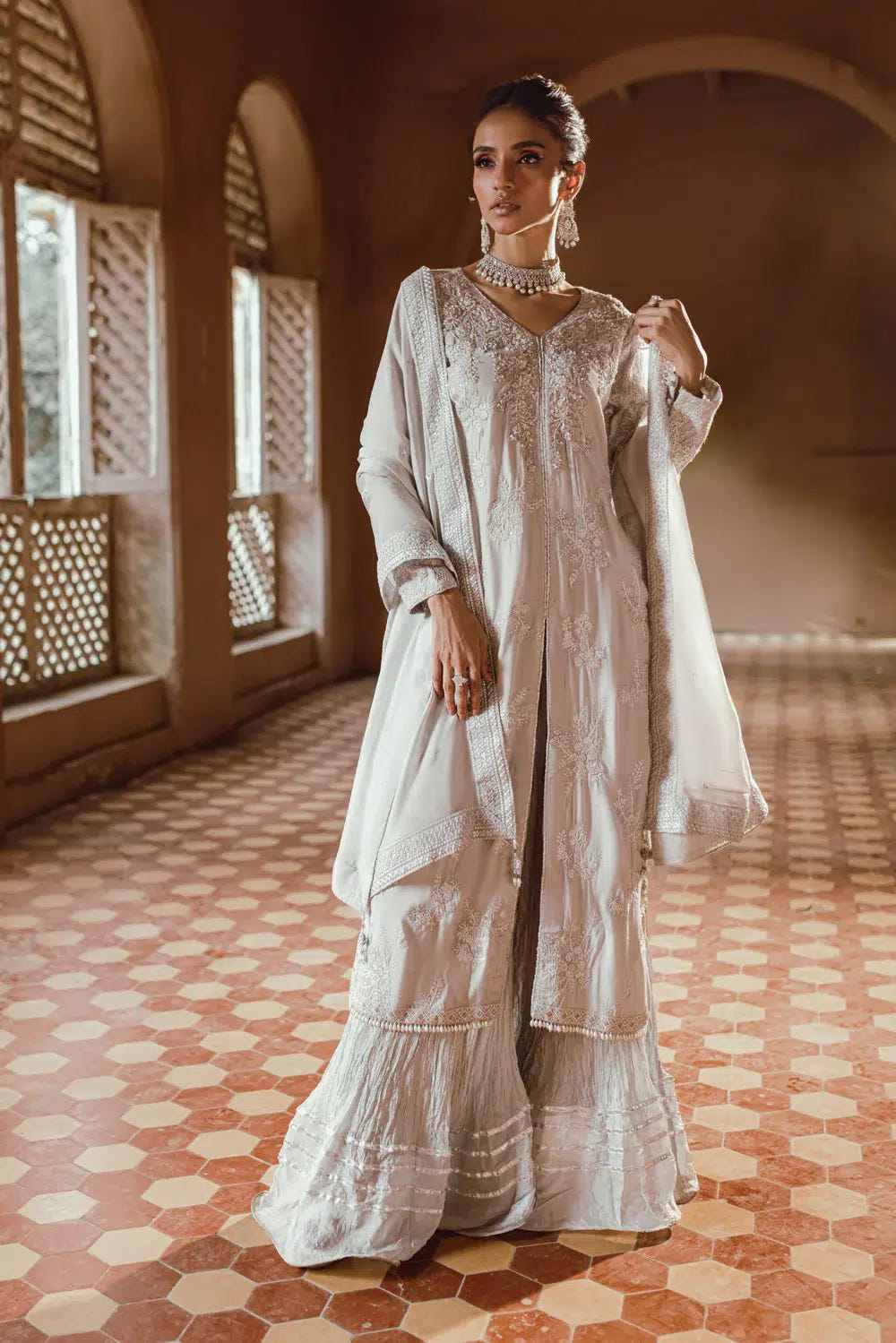 Azure | Embroidered Formals | Snowfall -  Azure Formal - Original Designer Dress - House of Maryam