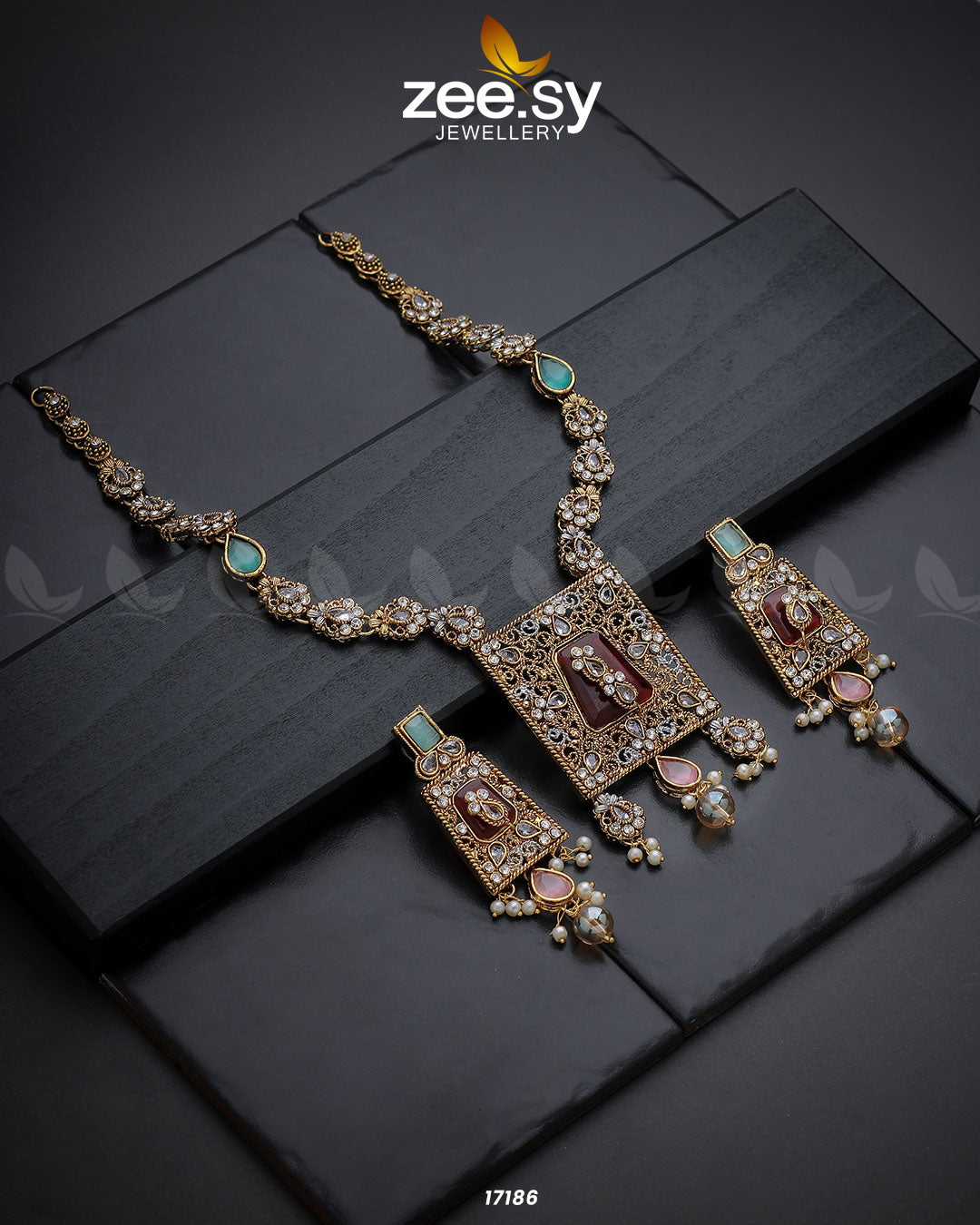 Stellar Gemstones -  Zeesy Necklace Sets - Original Designer Dress - House of Maryam
