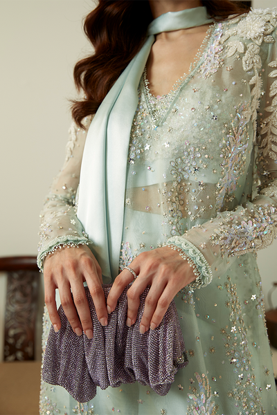 Suffuse Daisy ice blue organza shirt and raw silk pants, photo 4