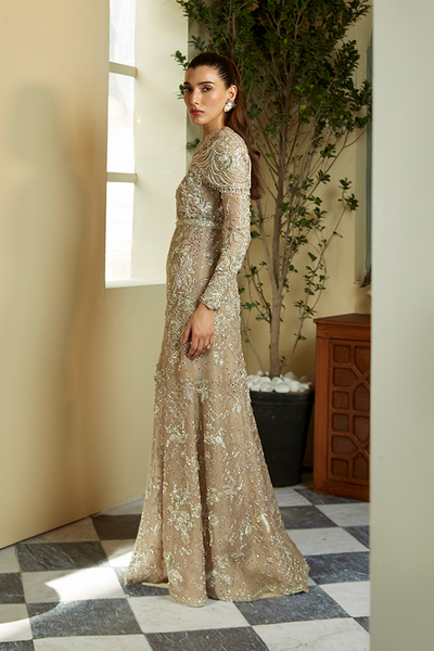 Suffuse Eris beige organza shirt with cape and sharara, photo 2