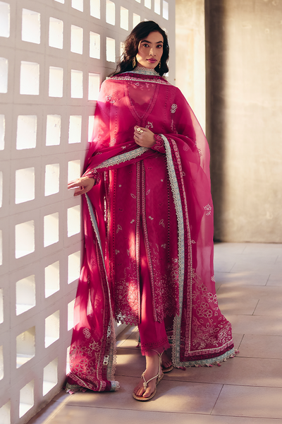 Suffuse Ruvina coral pink embroidered jacquard suit