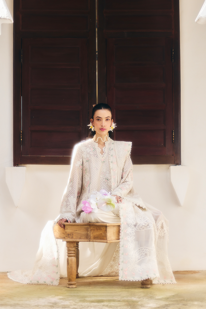 Suffuse Lera ivory embroidered lawn suit, photo 5