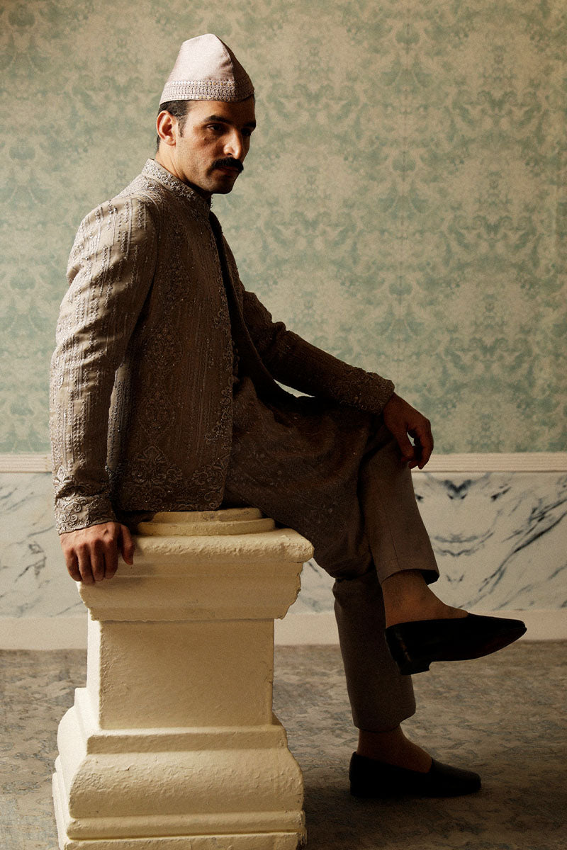 Republic By Omar Farooq | Bandhgala Suit | "Cetin" Bandhgala Jacket -  Republic by Omar Farooq Bandhgala Suit - Original Designer Dress - House of Maryam