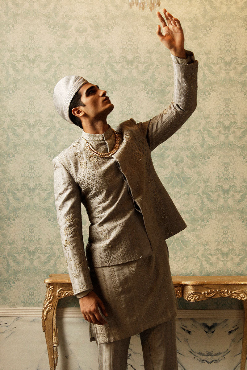 Republic By Omar Farooq | Bandhgala Suit | "Yusuf" Bandhgala Jacket -  Republic by Omar Farooq Bandhgala Suit - Original Designer Dress - House of Maryam