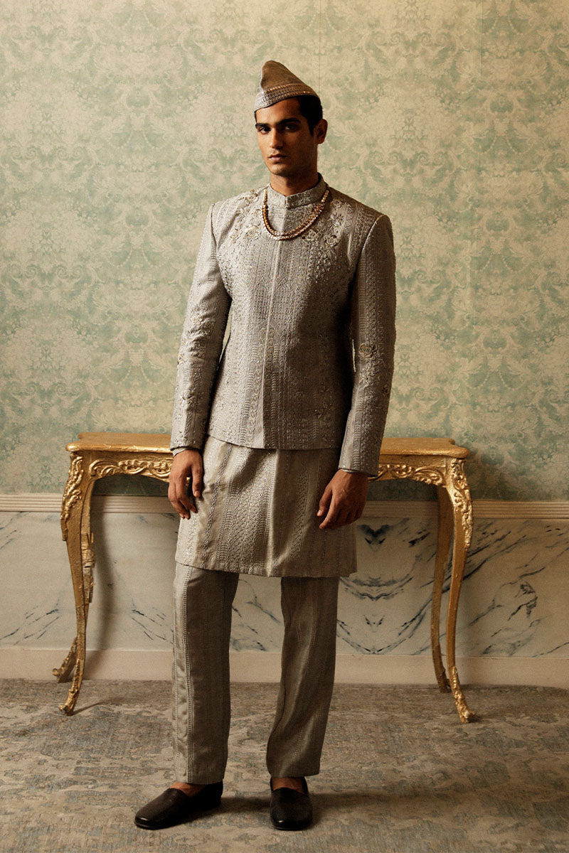 Republic By Omar Farooq | Bandhgala Suit | "Yusuf" Bandhgala Jacket -  Republic by Omar Farooq Bandhgala Suit - Original Designer Dress - House of Maryam