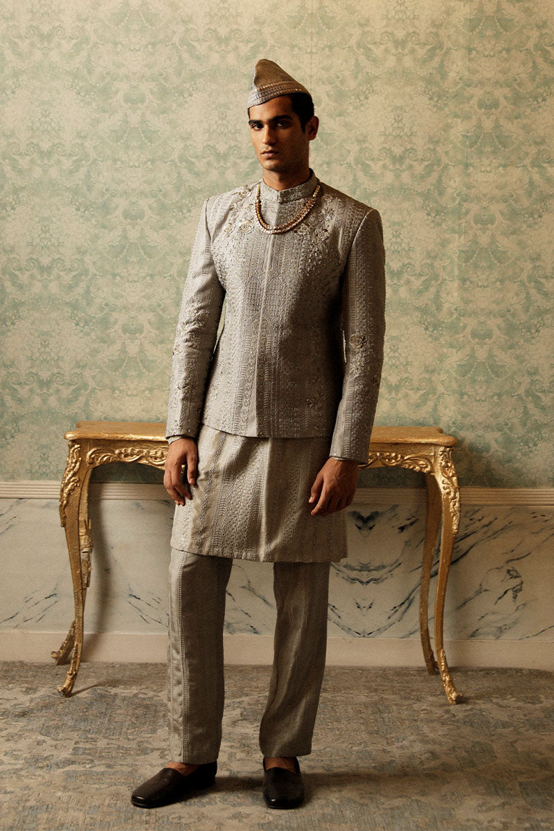 Republic By Omar Farooq | Bandhgala Suit | "Yusuf" Bandhgala Jacket -  Republic by Omar Farooq Bandhgala Suit - Original Designer Dress - House of Maryam