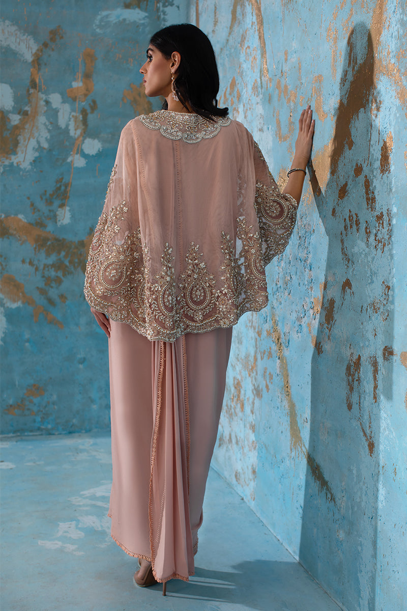 Wardha Saleem | Luxury Pret Fusion Wear | ROSALIE - FORMAL CAPE WITH DRAPE (2 PC) -  Wardha Saleem Ladies Clothes - Original Designer Dress - House of Maryam