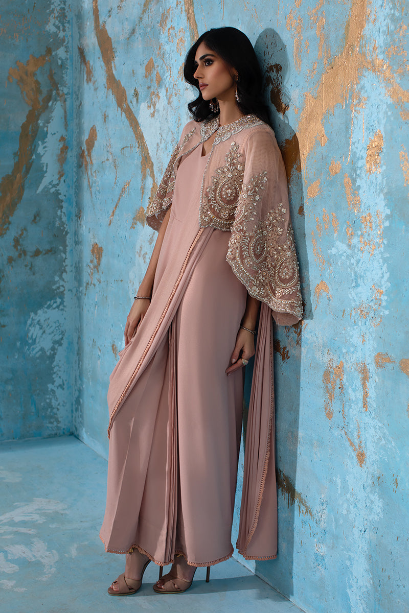 Wardha Saleem | Luxury Pret Fusion Wear | ROSALIE - FORMAL CAPE WITH DRAPE (2 PC) -  Wardha Saleem Ladies Clothes - Original Designer Dress - House of Maryam