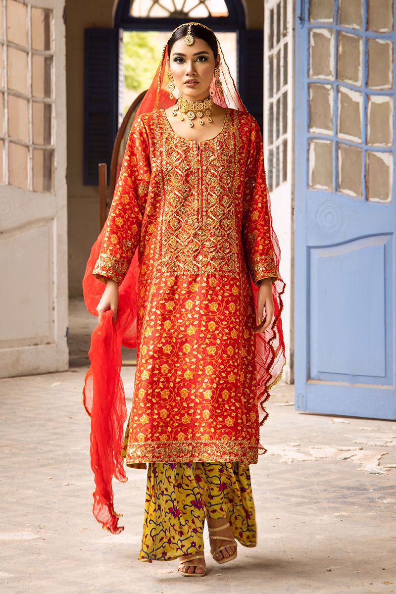 The Pink Tree Company | Wedding Wear | TANGERINE IN RED by Designer The Pink Tree Company - House of Maryam - Pakistani Designer Ethnic Wear in {{ shop.shopifyCountryName }}