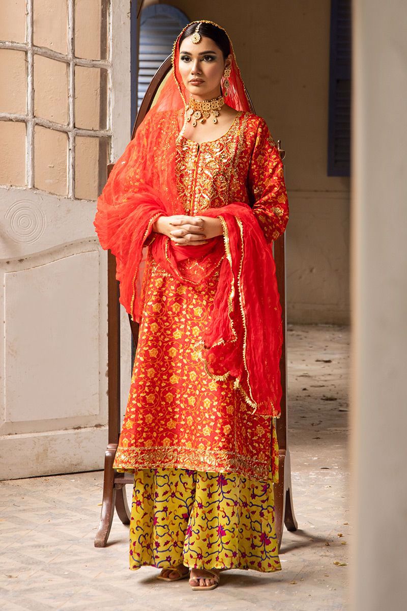 The Pink Tree Company | Wedding Wear | TANGERINE IN RED by Designer The Pink Tree Company - House of Maryam - Pakistani Designer Ethnic Wear in {{ shop.shopifyCountryName }}