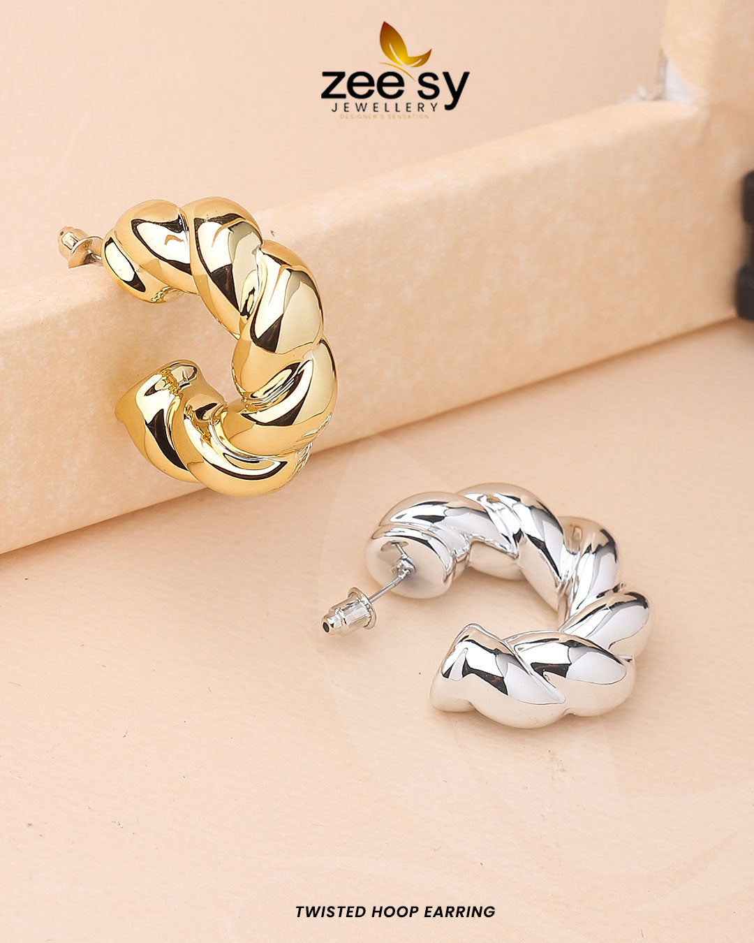 Twisted Hoop Earring -  Zeesy Earrings - Original Designer Dress - House of Maryam