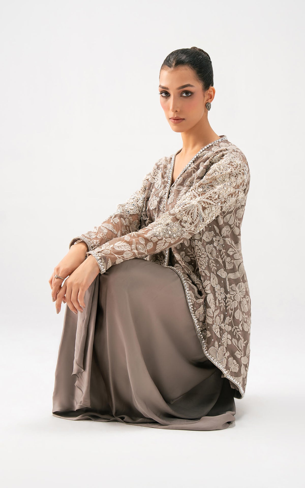 Asifa and Nabeel | Lyle Luxury Formals 25 | Taupe Bloom Drape Set-4