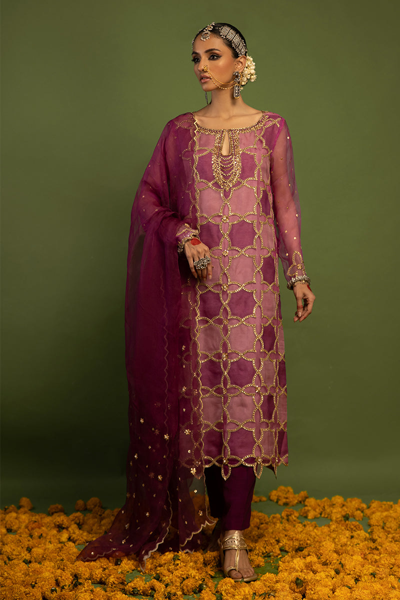 Wardha Saleem | Luxury Pret Traditional Wear | SARAAB - PLUM HEAVY (2 PC) -  Wardha Saleem Ladies Clothes -  House of Maryam