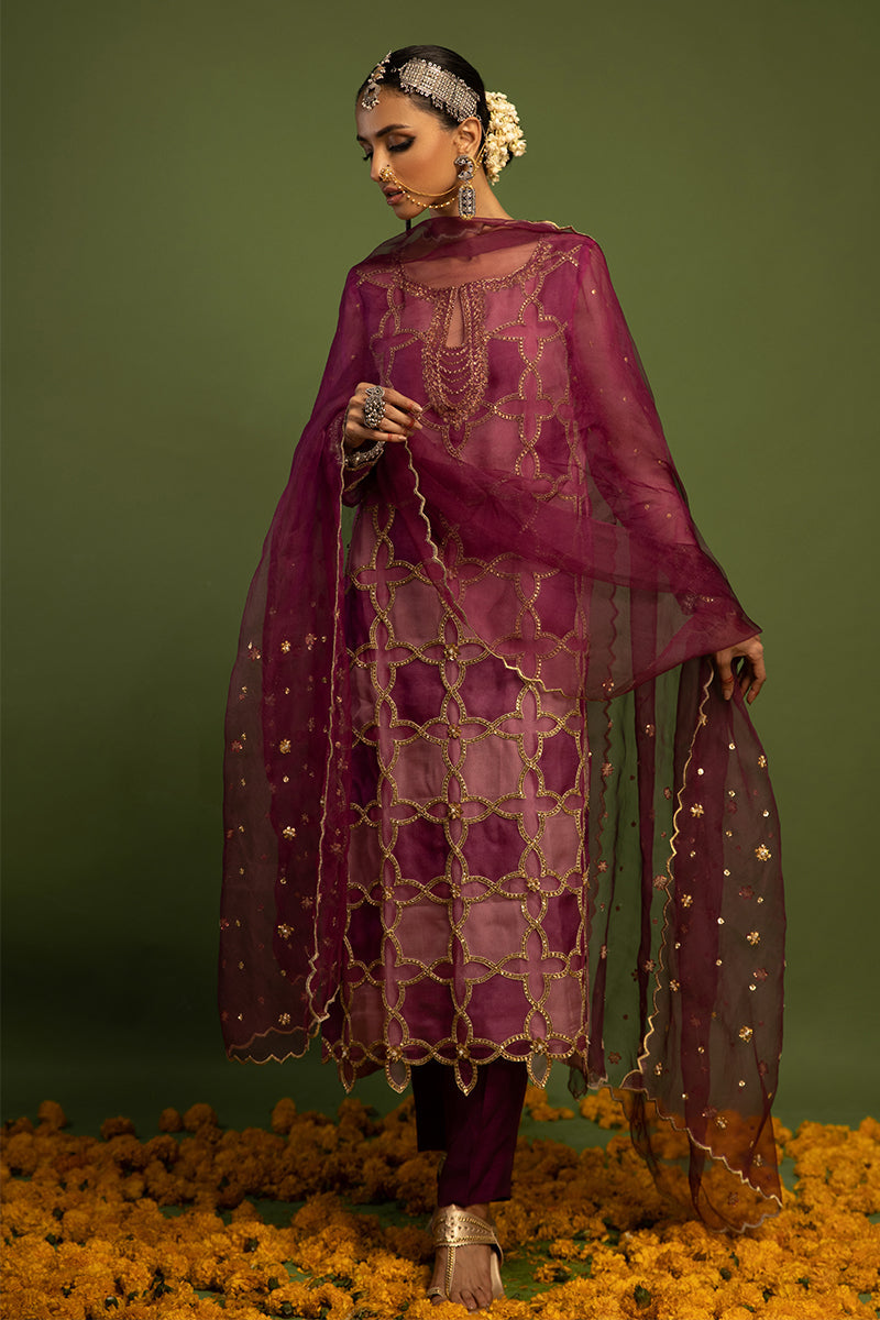 Wardha Saleem | Luxury Pret Traditional Wear | SARAAB - PLUM HEAVY (2 PC) -  Wardha Saleem Ladies Clothes - Original Designer Dress - House of Maryam