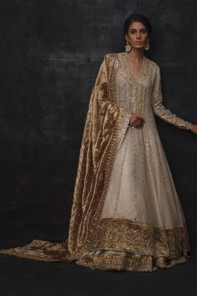 Nida Azwer | Sanaii | Uf-0120-Br-A-18-Ivory -  Nida Azwer Bridals - Original Designer Dress - House of Maryam