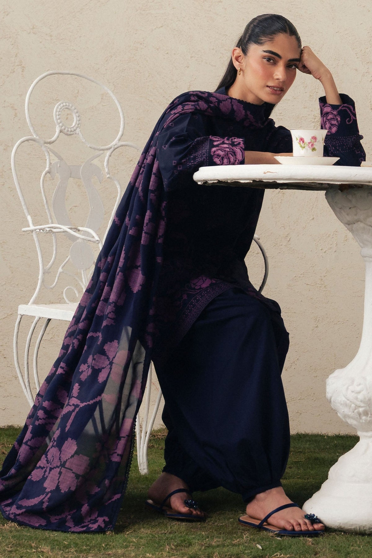 Cross Stitch | The Moonsoon Edit 26 | MAGENTA MUSE-3PC PRINTED SUIT, image 5