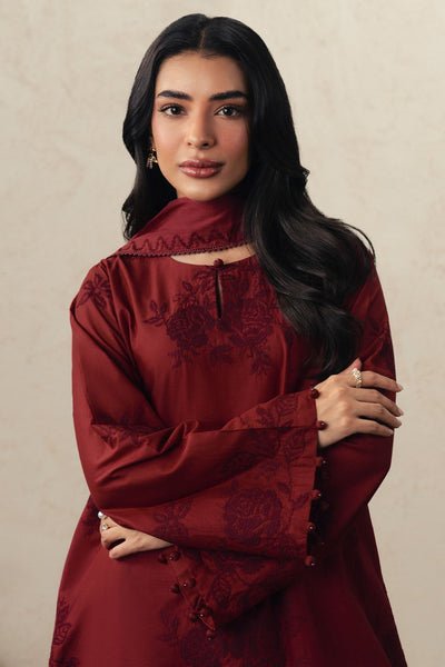 Cross Stitch | The Moonsoon Edit 26 | CRIMSON BLOOM-3PC EMBROIDERED SUIT
